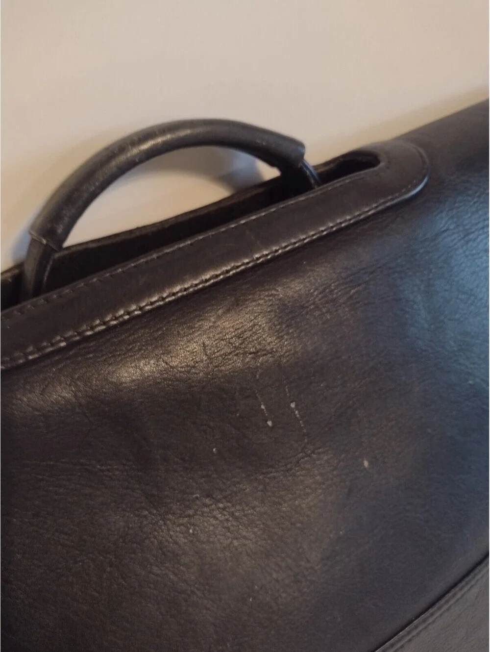 Vintage Black Leather Expandable Briefcase Portfolio Executive Lawyer Bag 17
